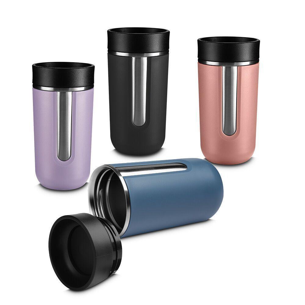 Copo Térmico Rosa Com Tampa Em Aço Inox E Parede Dupla - 400ml - 6