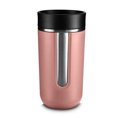 Copo Térmico Rosa Com Tampa Em Aço Inox E Parede Dupla - 400ml