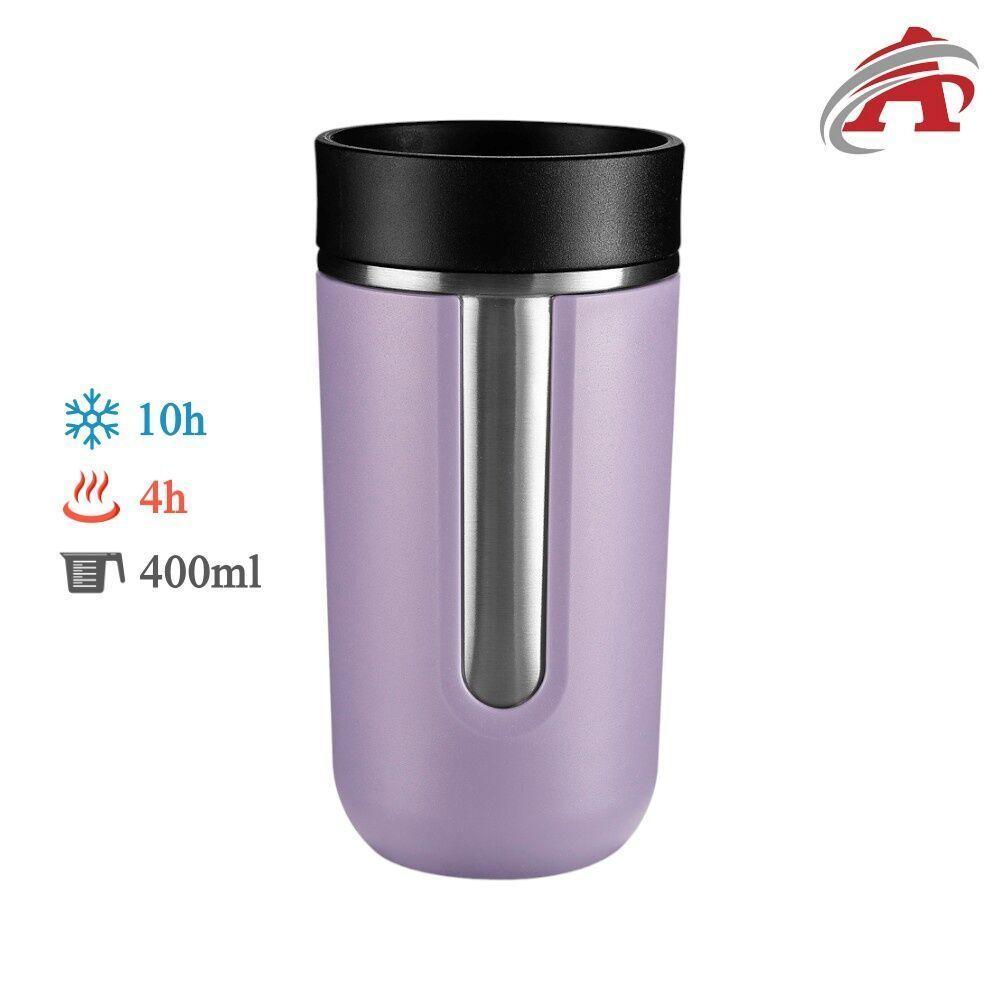 Copo Térmico De Aço Inox 400ml Com Tampa - Dupla Parede Na Cor Lilás - 3
