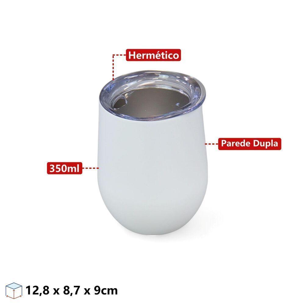 Copo Térmico De Aço Inoxidável Branco Fosco Com Tampa E Parede Dupla - 2