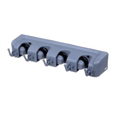 Suporte Organizador Vertical Para Vassouras E Utensílios Com Ganchos - Prático E Funcional Em Cinza