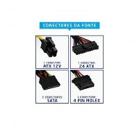 Fonte Evus Ft-200w Atx 200w Real 20-24p 3 Sata Com Cabo