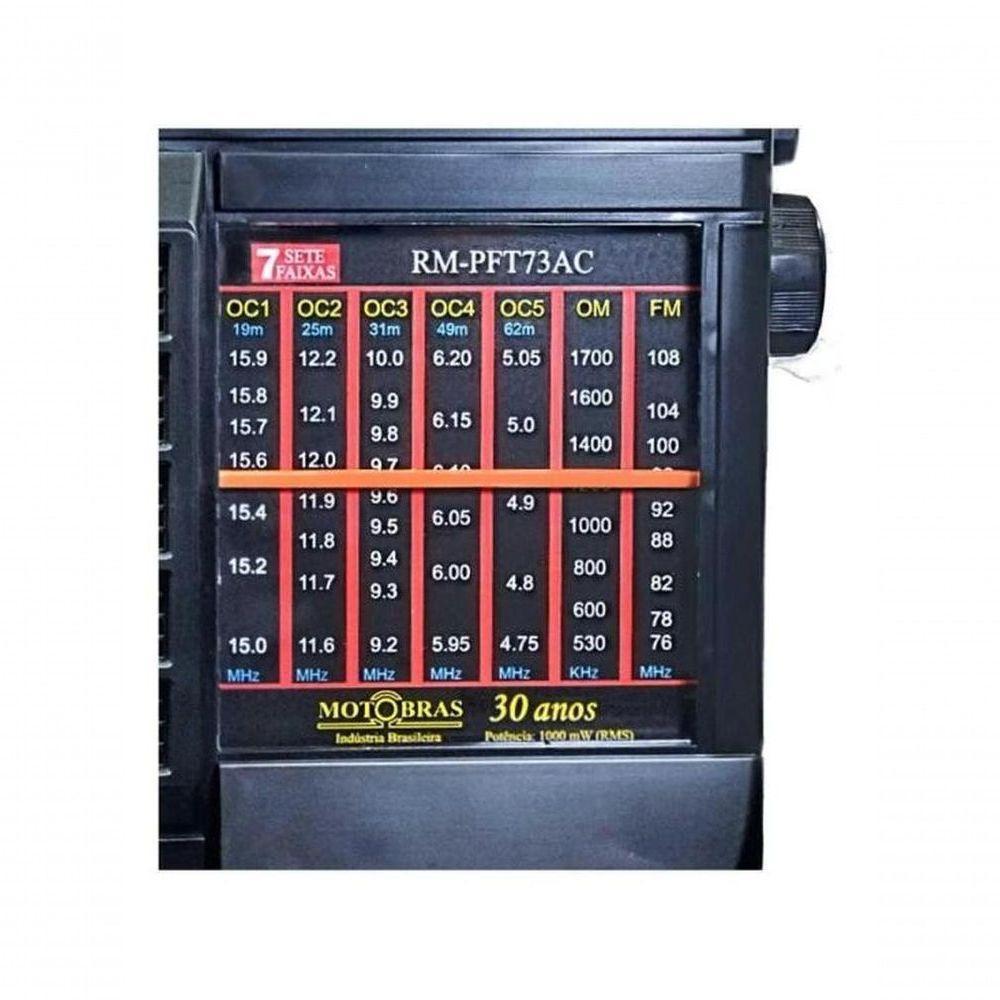 Rádio Portátil Motobras Rm-pft73ac 7 Faixas Preto - 2