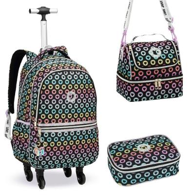 Kit Mochila De Rodinhas + Lancheira Térmica + Estojo Just Love Corações Denlex Preto