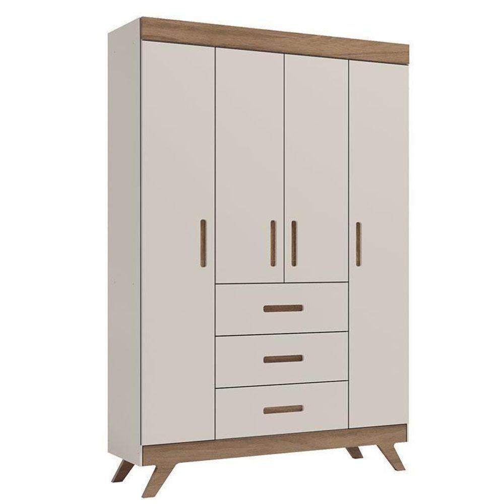 Quarto De Bebê Retrô Maya Com Berço Americano Vitória Off White Carvalho – Carolina - 8