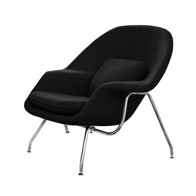 Poltrona Womb Chair Sem Puff Cromada Linho Preto