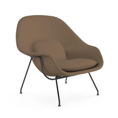 Poltrona Womb Chair Sem Puff Base Preta Sintético Marrom
