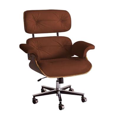Poltrona Para Leitura Charles Eames Office Exec Couro Sintético Marrom