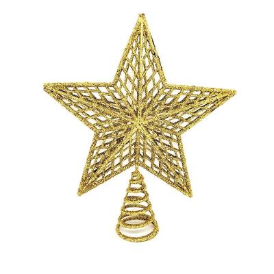 Ponteira Estrela Vazada Glitter Dourado Luxo Espiral 20cm