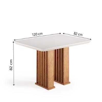 Mesa Sala De Jantar Tampo Com Vidro Mond 1,20m Madeirado/off White Viero
