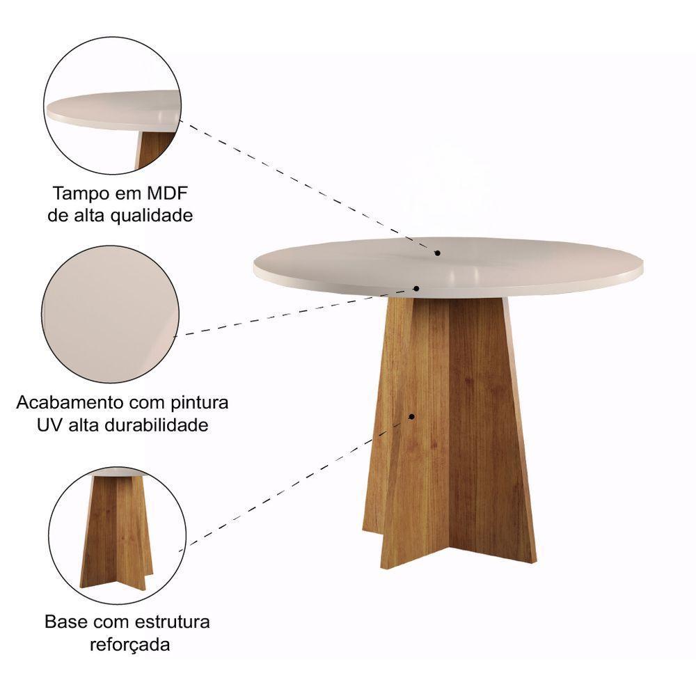 Mesa Redonda Para Sala De Jantar Fin Viero Madeirado/off White - 3
