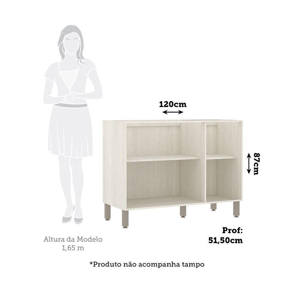Balcão De Pia Sem Tampo Para Cozinha 120cm 3 Portas De Abrir Pátina Ff/avelã Ff - 3
