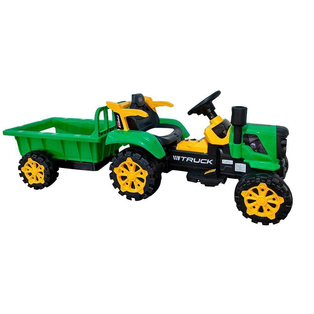 Trator Com Caçamba Carro Elétrico 12V Bang Toys Truck Verde - 2