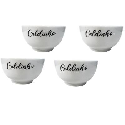 Jogo 4 Cumbucas Porcelana Branca 500ml Caldinho
