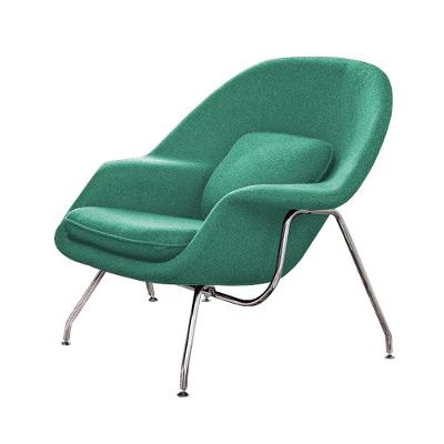 Poltrona Womb Chair Com Puff Cromada Linho Verde