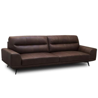 Sofá 3 Lugares Para Sala Living Industrial 256cm Cádis L06 Couro Marrom Escuro - Lyam Decor