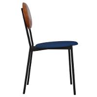 Cadeira Estofada Para Sala De Jantar Azuri Preto C01 Linho Azul Courino Caramelo - Lyam Decor - 6