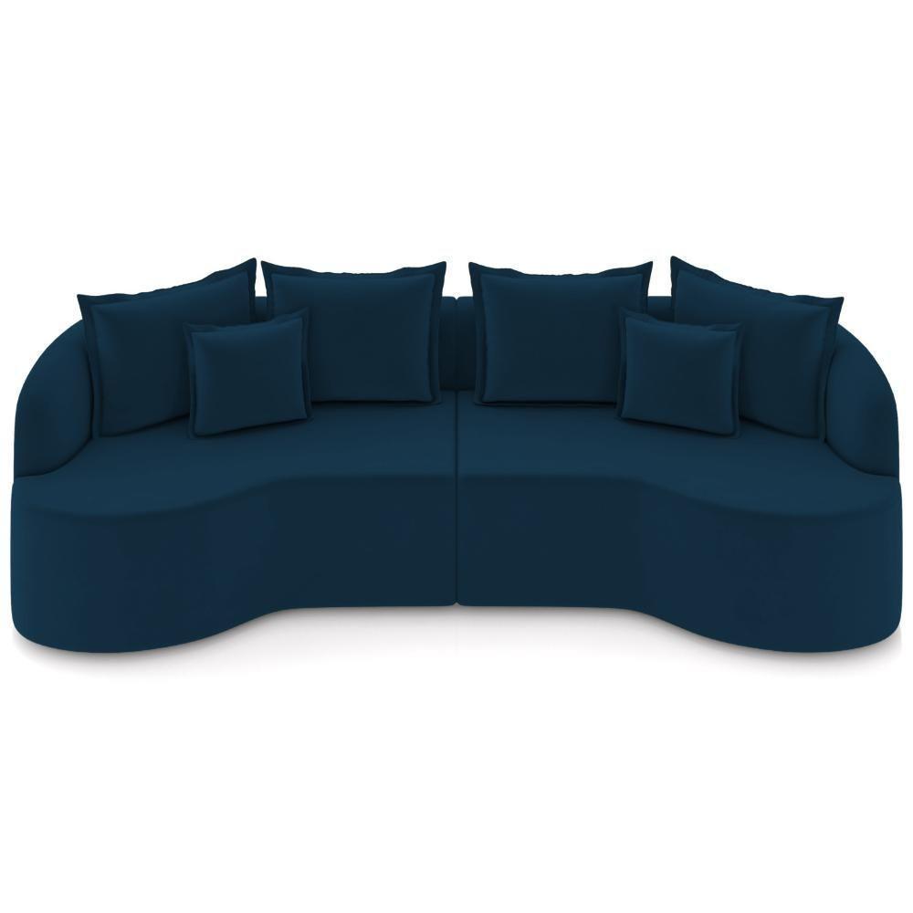 Sofá 3 Lugares Orgânico Sala De Estar Living 250cm Ekos K01 Veludo Azul Marinho - Lyam Decor - 3