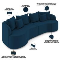 Sofá 3 Lugares Orgânico Sala De Estar Living 250cm Ekos K01 Veludo Azul Marinho - Lyam Decor