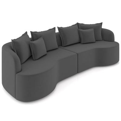 Sofá 3 Lugares Orgânico Sala De Estar Living 230cm Ekos K01 Veludo Cinza - Lyam Decor