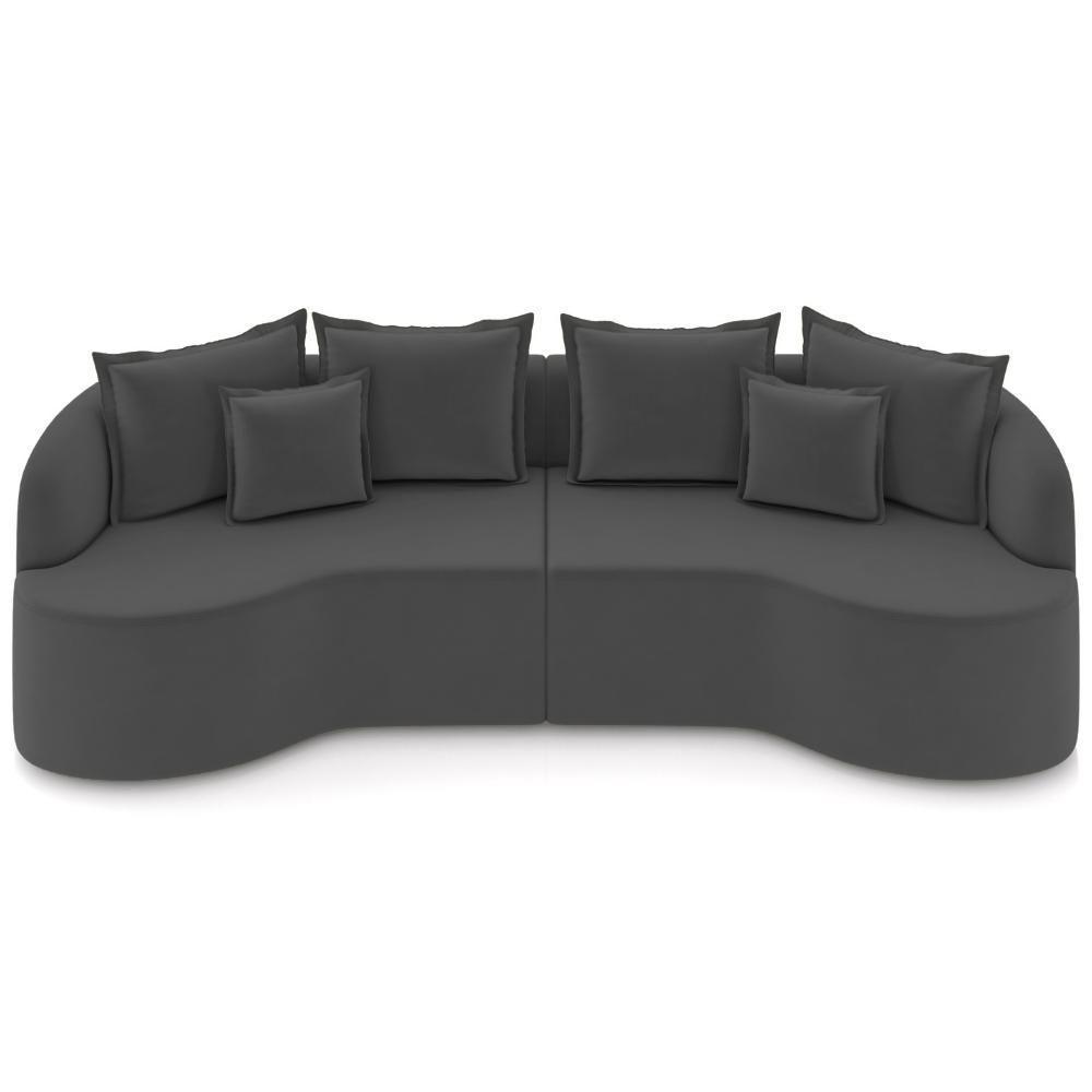 Sofá 3 Lugares Orgânico Sala De Estar Living 210cm Ekos K01 Veludo Cinza - Lyam Decor - 3