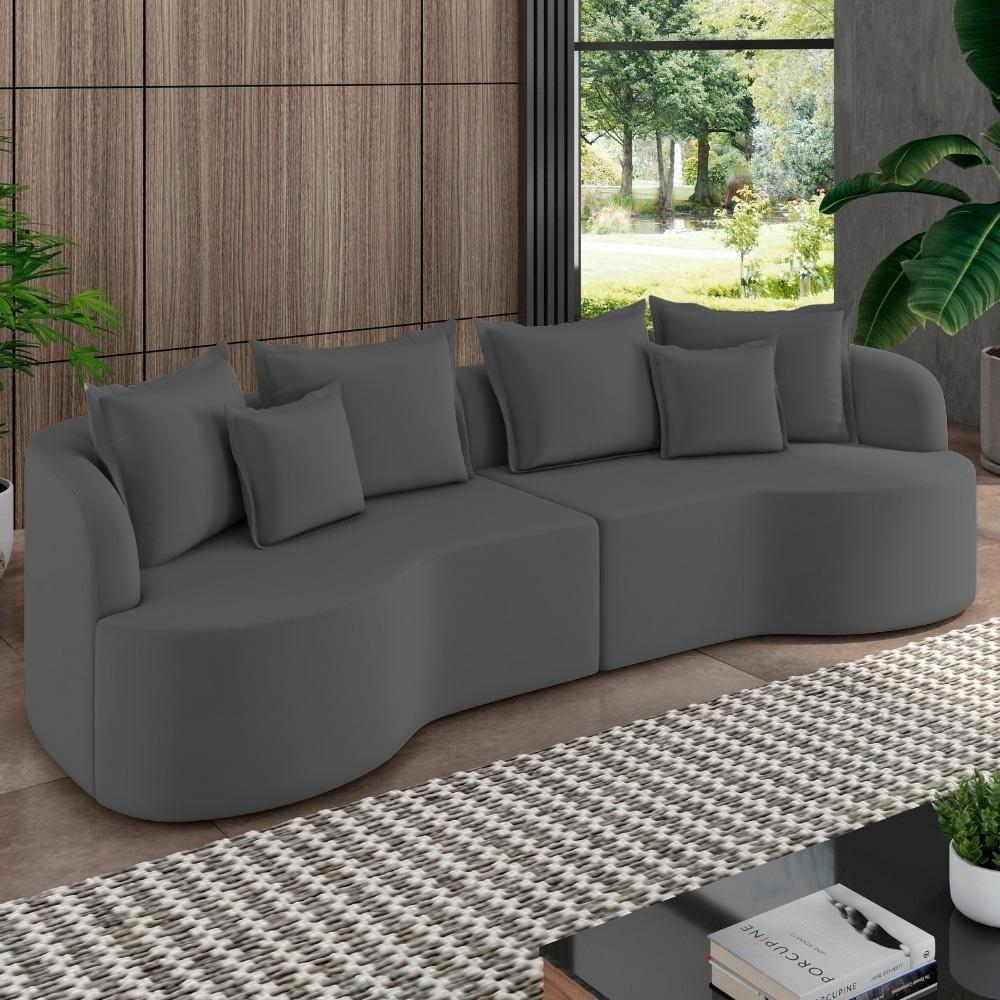 Sofá 4 Lugares Orgânico Sala De Estar Living 270cm Ekos K01 Veludo Cinza - Lyam Decor - 2