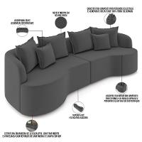 Sofá 4 Lugares Orgânico Sala De Estar Living 270cm Ekos K01 Veludo Cinza - Lyam Decor