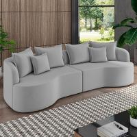 Sofá 3 Lugares Orgânico Sala De Estar Living 210cm Ekos K01 Veludo Cinza Claro - Lyam Decor - 2