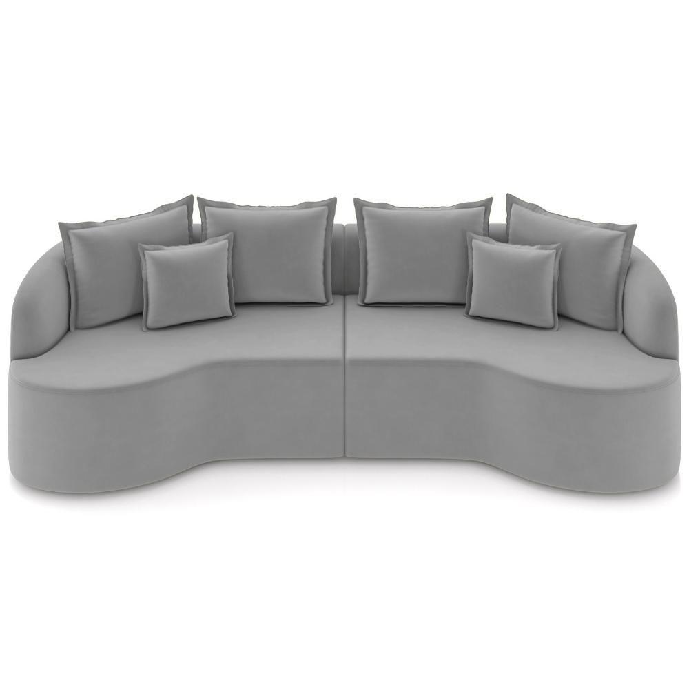 Sofá 3 Lugares Orgânico Sala De Estar Living 230cm Ekos K01 Veludo Cinza Claro - Lyam Decor - 3