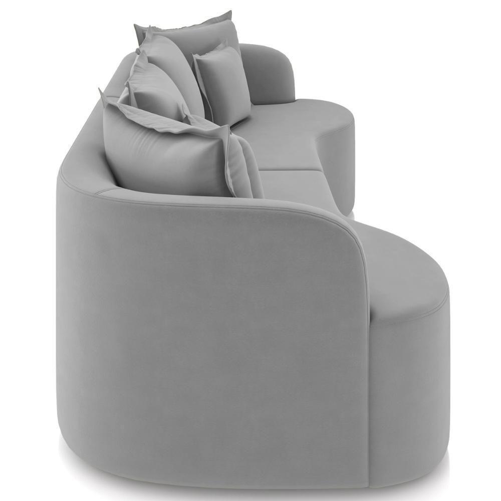 Sofá 3 Lugares Orgânico Sala De Estar Living 230cm Ekos K01 Veludo Cinza Claro - Lyam Decor - 6
