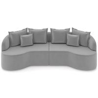 Sofá 3 Lugares Orgânico Sala De Estar Living 230cm Ekos K01 Veludo Cinza Claro - Lyam Decor - 3