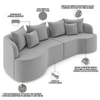 Sofá 4 Lugares Orgânico Sala De Estar Living 270cm Ekos K01 Veludo Cinza Claro - Lyam Decor