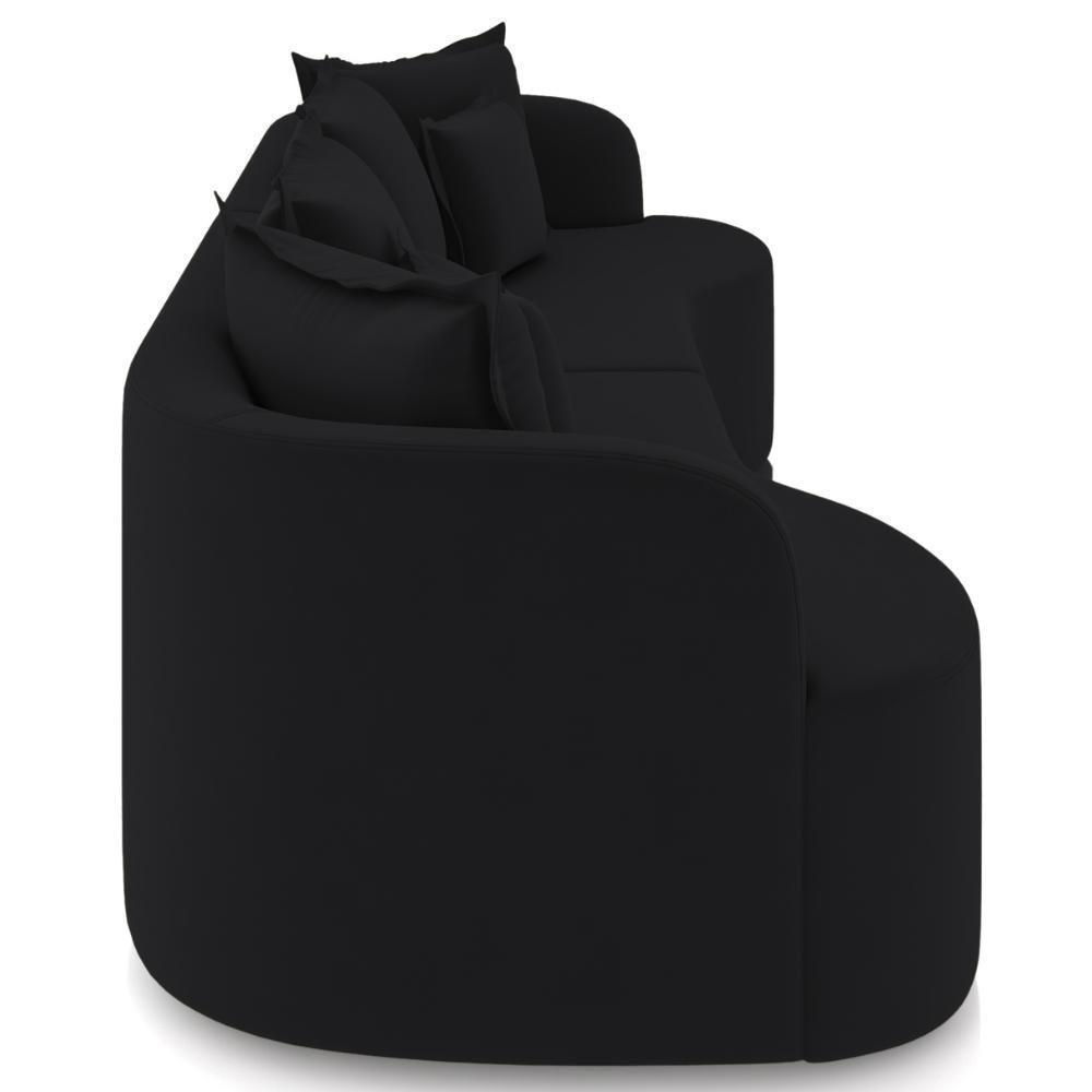 Sofá 3 Lugares Orgânico Sala De Estar Living 250cm Ekos K01 Veludo Preto - Lyam Decor - 6