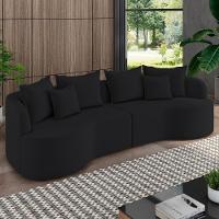 Sofá 3 Lugares Orgânico Sala De Estar Living 250cm Ekos K01 Veludo Preto - Lyam Decor - 2