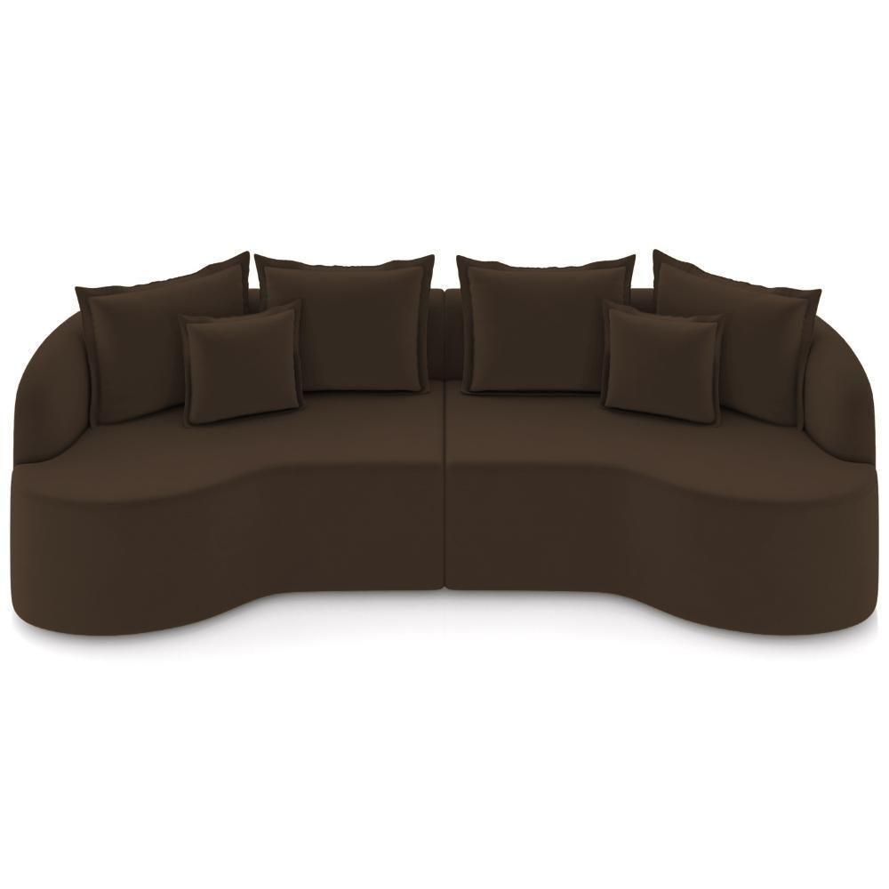 Sofá 4 Lugares Orgânico Sala De Estar Living 290cm Ekos K01 Veludo Marrom - Lyam Decor - 3