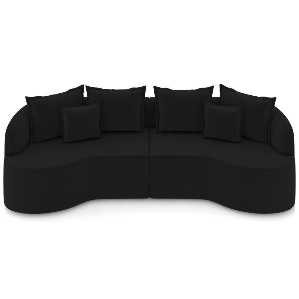 Sofá 3 Lugares Orgânico Sala De Estar Living 210cm Ekos K01 Veludo Preto - Lyam Decor - 3