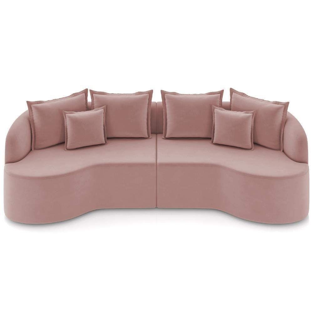 Sofá 3 Lugares Orgânico Sala De Estar Living 250cm Ekos K01 Veludo Rosê - Lyam Decor - 3