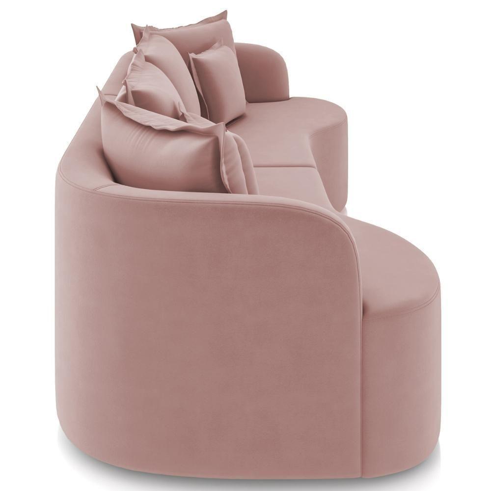 Sofá 3 Lugares Orgânico Sala De Estar Living 210cm Ekos K01 Veludo Rosê - Lyam Decor - 6