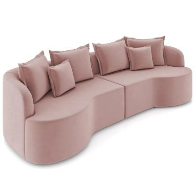 Sofá 4 Lugares Orgânico Sala De Estar Living 290cm Ekos K01 Veludo Rosê - Lyam Decor