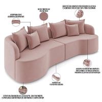 Sofá 4 Lugares Orgânico Sala De Estar Living 270cm Ekos K01 Veludo Rosê - Lyam Decor