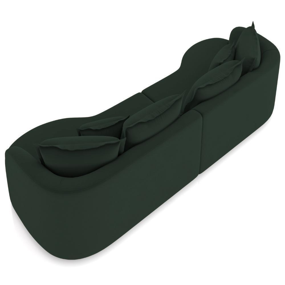 Sofá 3 Lugares Orgânico Sala De Estar Living 210cm Ekos K01 Veludo Verde - Lyam Decor - 7