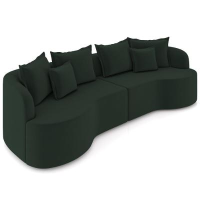 Sofá 3 Lugares Orgânico Sala De Estar Living 210cm Ekos K01 Veludo Verde - Lyam Decor