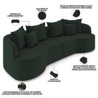 Sofá 3 Lugares Orgânico Sala De Estar Living 210cm Ekos K01 Veludo Verde - Lyam Decor