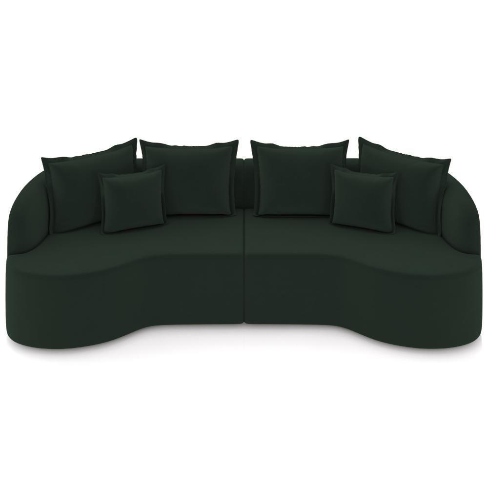 Sofá 4 Lugares Orgânico Sala De Estar Living 270cm Ekos K01 Veludo Verde - Lyam Decor - 3