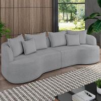 Sofá 3 Lugares Orgânico Sala De Estar Living 230cm Ekos K01 Bouclê Cinza - Lyam Decor - 2