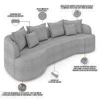 Sofá 3 Lugares Orgânico Sala De Estar Living 230cm Ekos K01 Bouclê Cinza - Lyam Decor