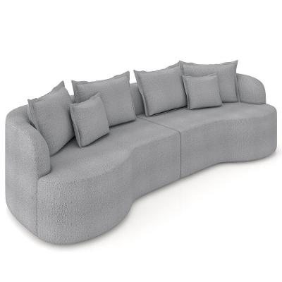 Sofá 3 Lugares Orgânico Sala De Estar Living 210cm Ekos K01 Bouclê Cinza - Lyam Decor