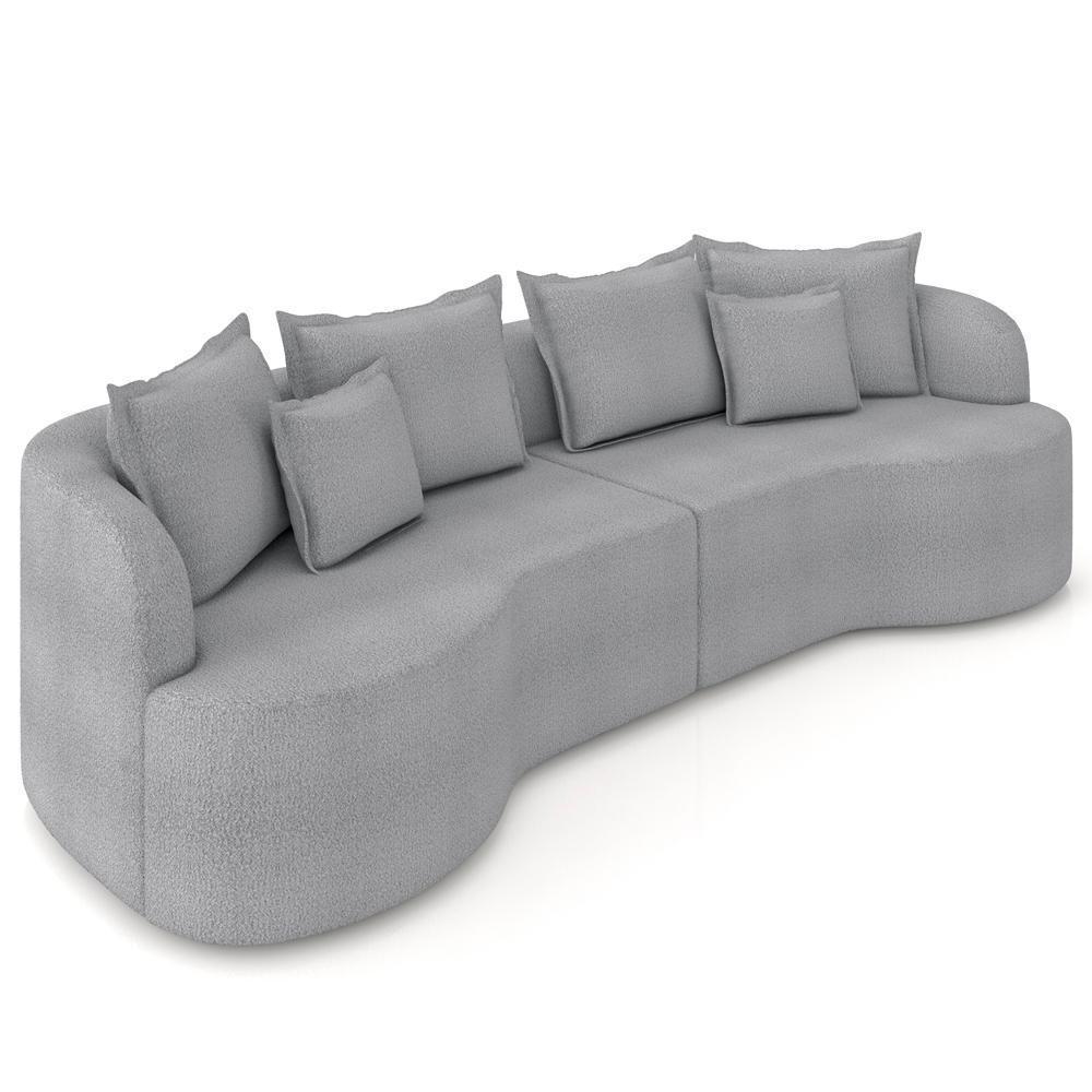 Sofá 3 Lugares Orgânico Sala De Estar Living 250cm Ekos K01 Bouclê Cinza - Lyam Decor - 1