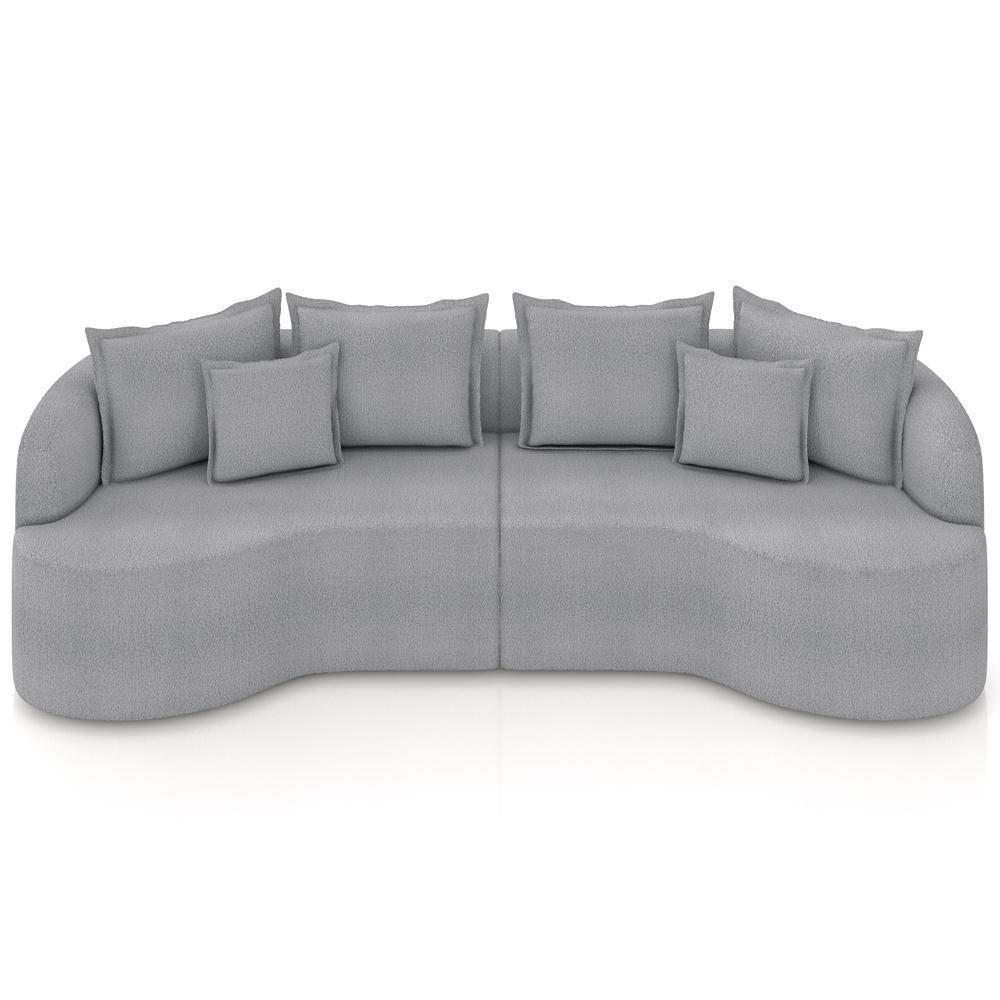 Sofá 3 Lugares Orgânico Sala De Estar Living 250cm Ekos K01 Bouclê Cinza - Lyam Decor - 3