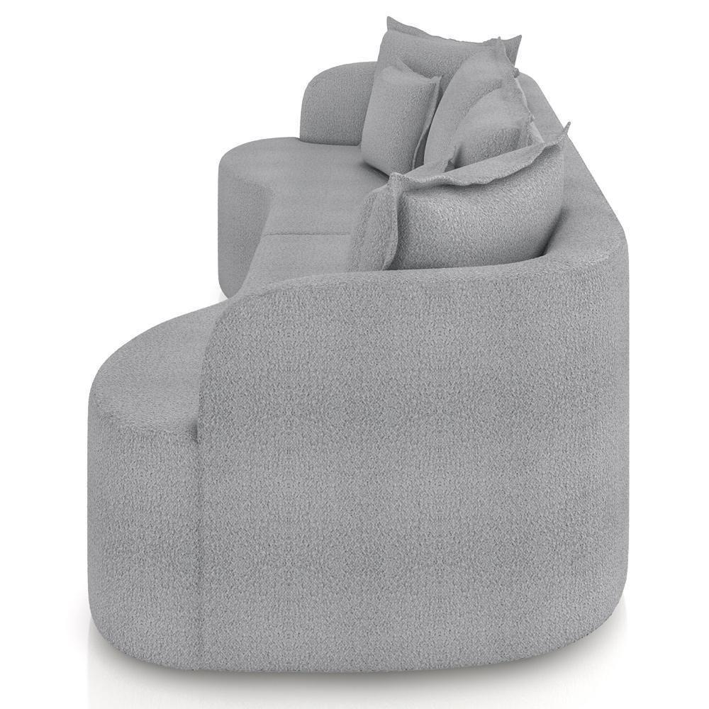 Sofá 3 Lugares Orgânico Sala De Estar Living 250cm Ekos K01 Bouclê Cinza - Lyam Decor - 6